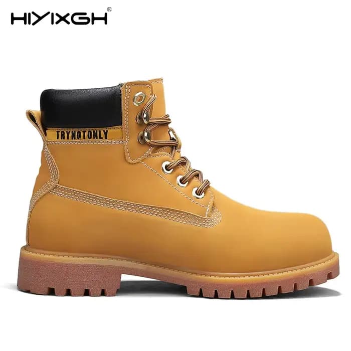 Bottines montantes en cuir véritable pour hommes et femmes, chaussures de sport de plein air de haute qualité, bottines antidérapantes à lacets