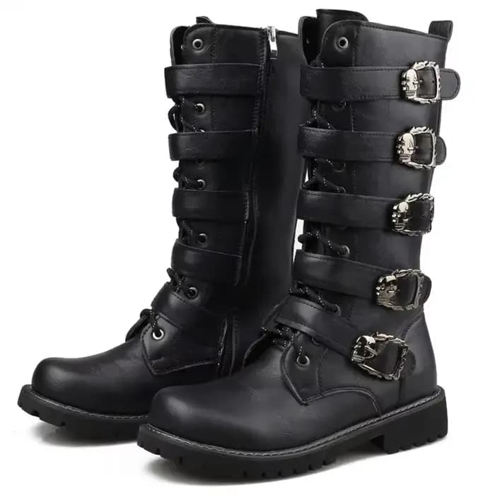 Bottes de moto en cuir pour hommes grande taille