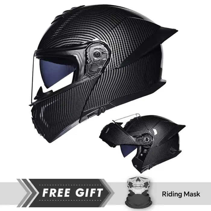Casques de moto bleu et orange Casque