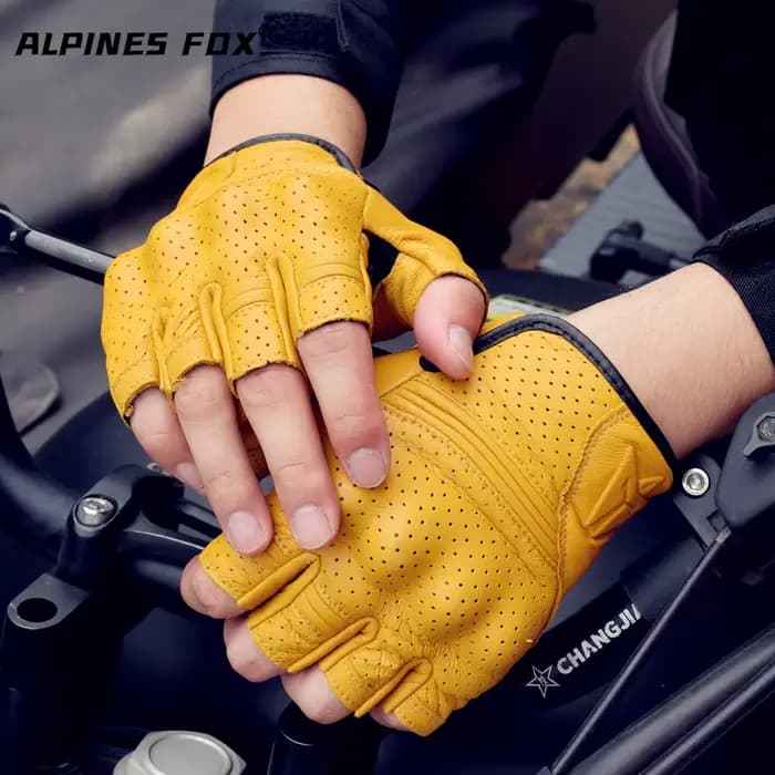 Gants de Moto d'été en cuir sans doigts