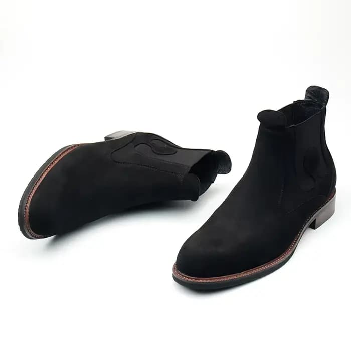 Botte de selle haute en cuir fauve pour hommes