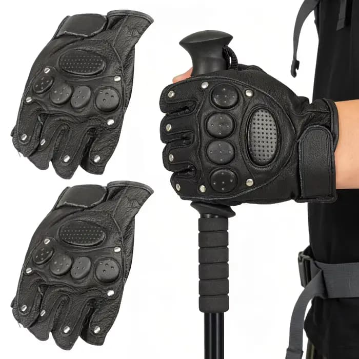 Gants de moto sans doigts en cuir pour homme et femme, gants de sport d'extérieur à demi-doigts pour le cyclisme, la randonnée, la pêche, la moto