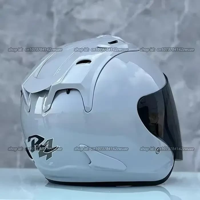 Demi-casque de moto tout-terrain gris brillant Ram4 pour hommes et femmes