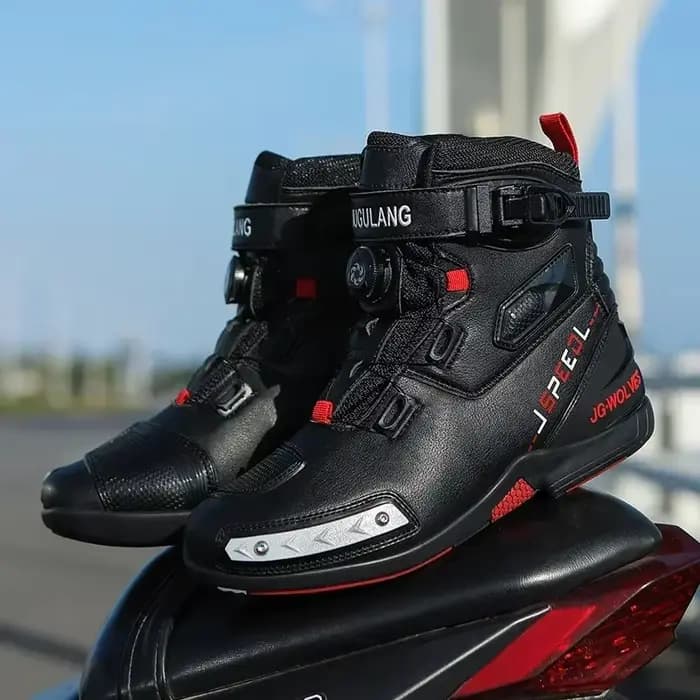 Bottes de moto en cuir pour hommes