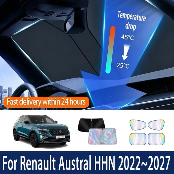 Pare-soleil pliable pour pare-brise de voiture Renault Austral HHN 2022~2027 2025, réflecteur, isolation thermique, accessoires d'été