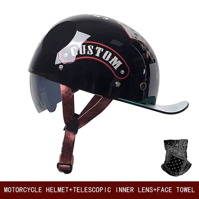 Casque de moto rétro universel croisière skateboard vélo semi-casque