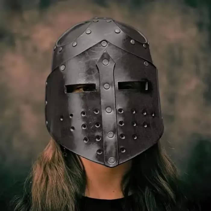 Casque de Chevalier Médiéval, Casque de Guerrier Pirate en Cuir PU, Masque, Chapeau, Accessoires de Costume de Cosplay pour Guerriers et Soldats