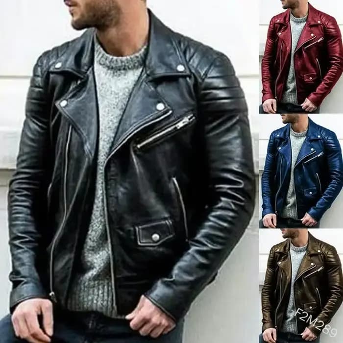 Vestes de moto en cuir Faux cuir pour hommes