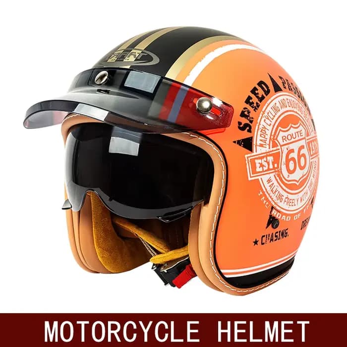 Nouveau demi-casque rétro casque de moto hiver trois-quarts hommes croisière américain