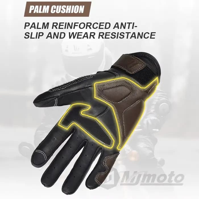 Gants de Moto en cuir Vintage marron pour hommes