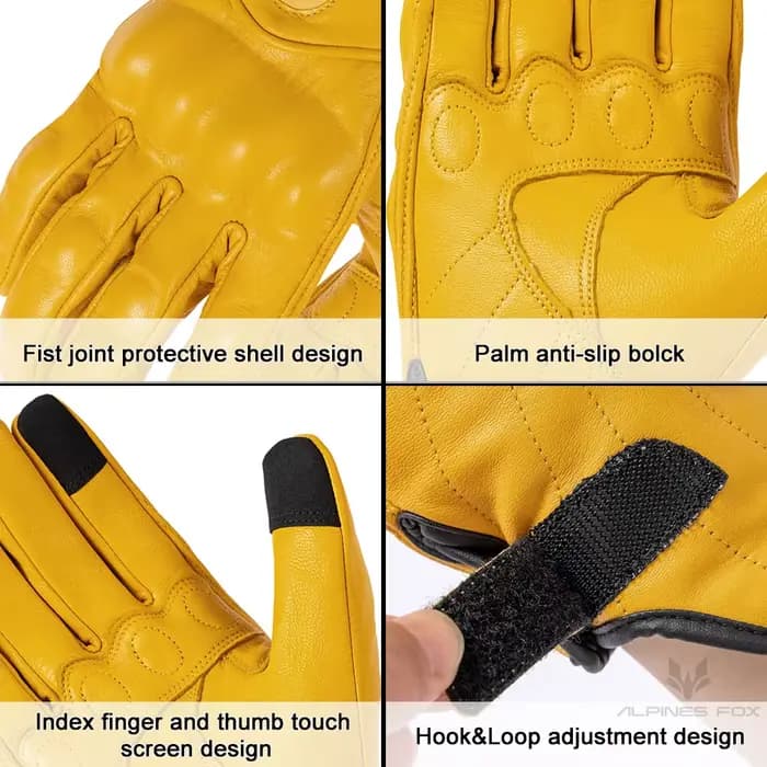 Gants de course de moto en cuir perforé pour hommes et femmes