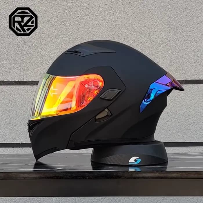 Casque de moto de course intégral avec double pare-soleil