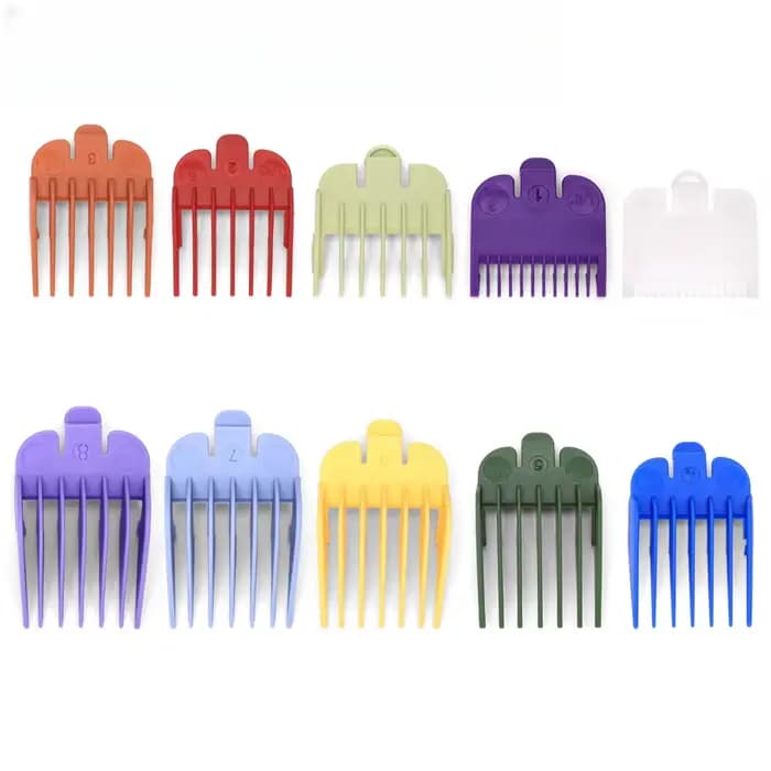 10 pièces 1.5mm-25mm tondeuse à cheveux limite peigne Guide ensemble de fixation avec plateau de rangement tondeuse à cheveux rasoir accessoires de coupe de cheveux