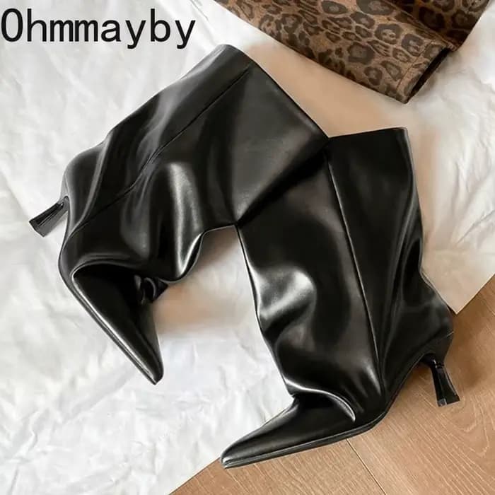 Bottines à talons fins et bout pointu pour femme, bottines courtes à enfiler, Style de rue, pour fête, automne et hiver