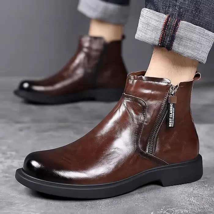 Bottines Chelsea en cuir véritable pour hommes