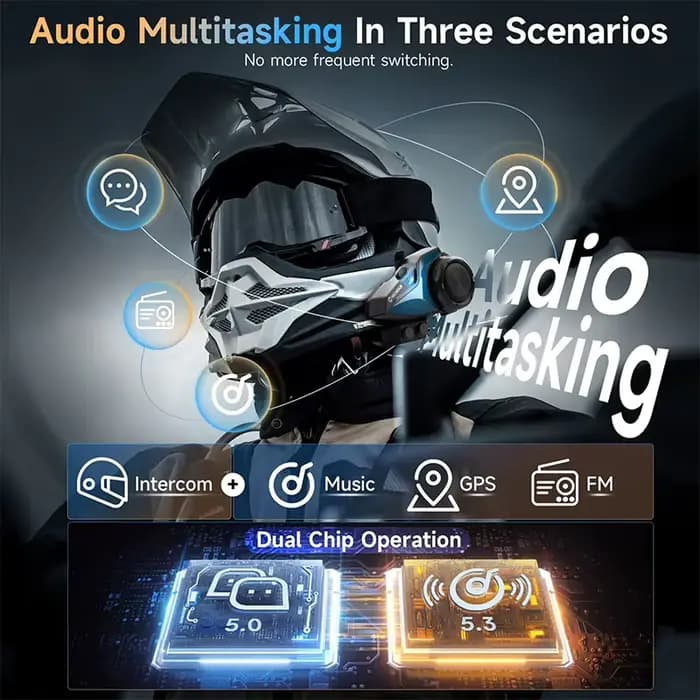 Moman H2E H2 interphone moto H2E avec double puce pour Audio HiFi/partage de musique/FM/AI voix