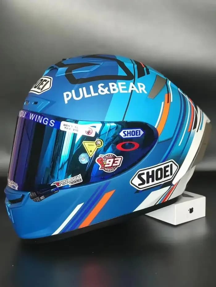 Casque intégral moto x-spirit III bleu or fourmi x-quatorze X14