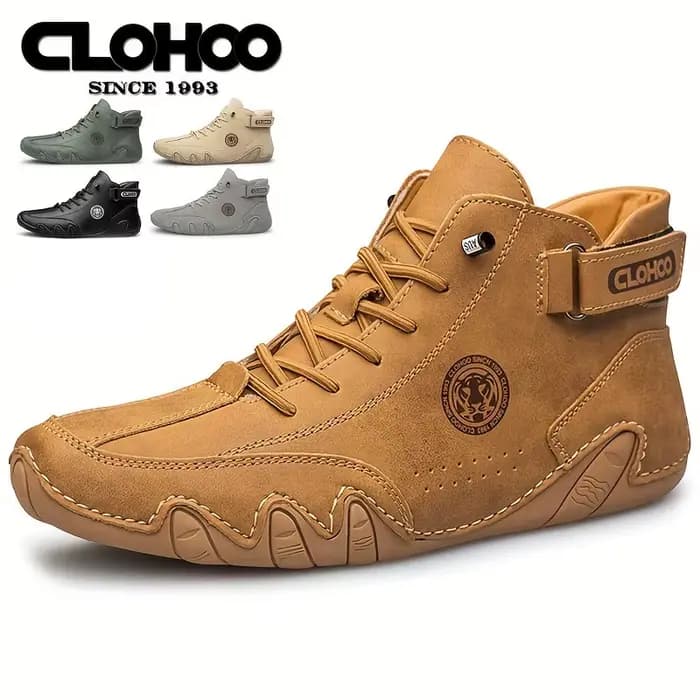 CLOHOO bottes courtes pour hommes Design poulpe cousues à la main