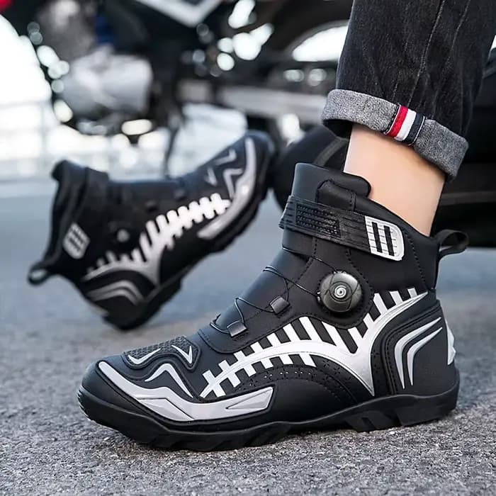 Chaussures de moto en cuir microfibre