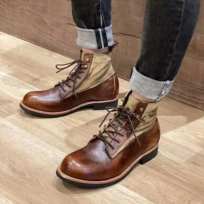 Bottes de moto courtes faites à la main pour hommes