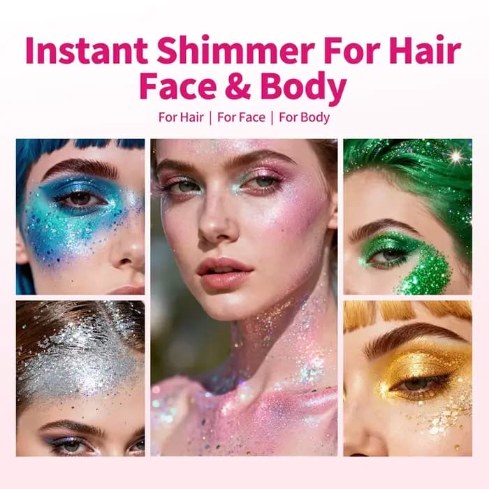 Bâton de maquillage scintillant pour cheveux, visage et corps, gel cosmétique chatoyant pour femmes, idéal pour les festivals, les fêtes et la décoration capillaire du Jour de l'Indépendance