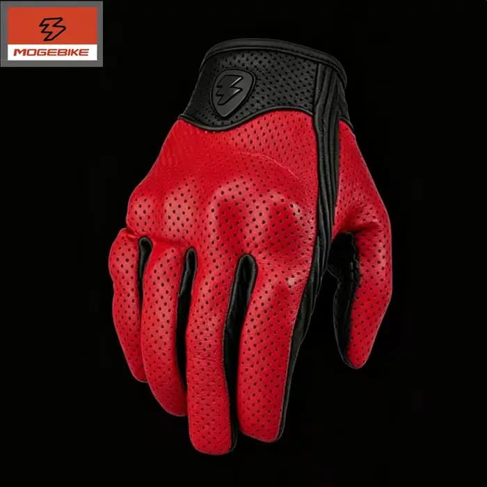 Gants de moto d'été en cuir jaune