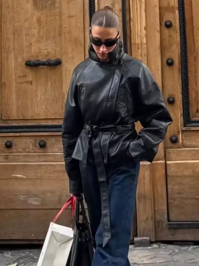Nouvelle Tendance 2026 : Manteau Trench Noir en Similicuir pour Femme