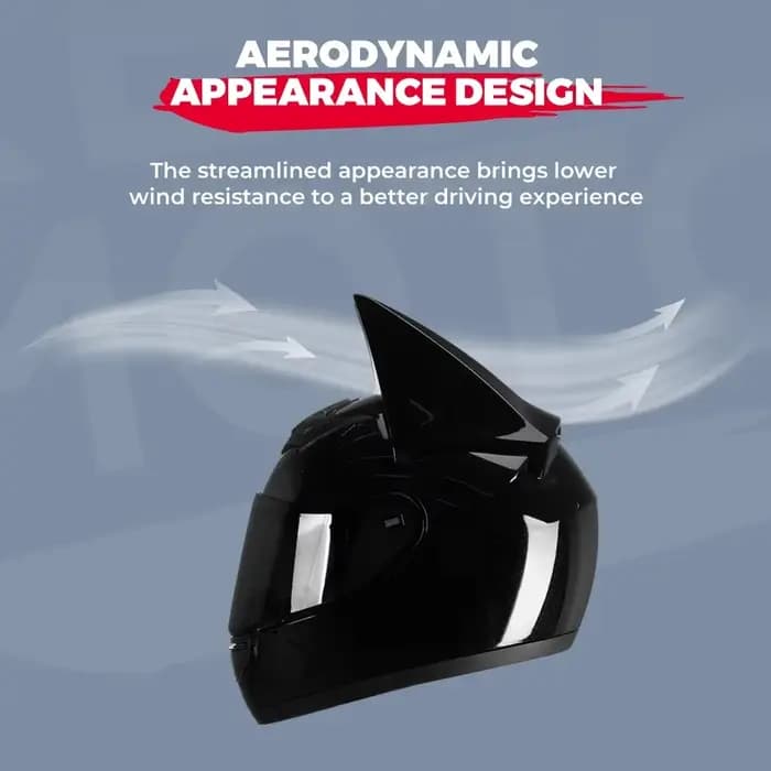 Casque de moto intégral avec oreilles de chauve-souris pour homme