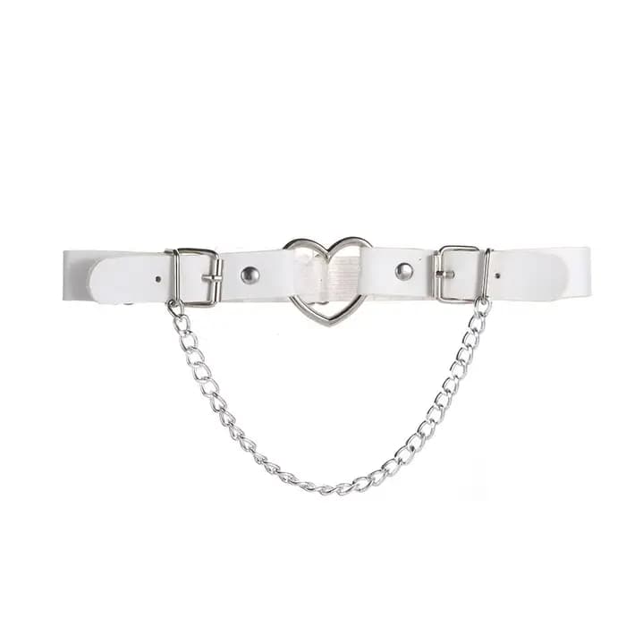 Harnais de jambe réglable sexy avec chaîne, anneau de cuisse, accessoires de mode punk, porte-jarretelles en cuir PU en forme de cœur, bretelles pour femme