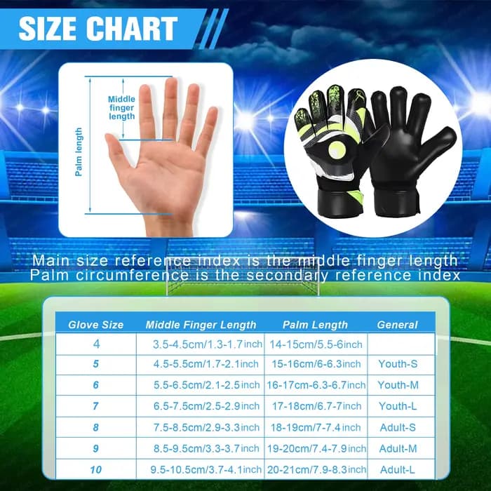 Gants de gardien de but de football pour jeunes, adultes et enfants, gants de football professionnels avec poignées de bain et protection des doigts