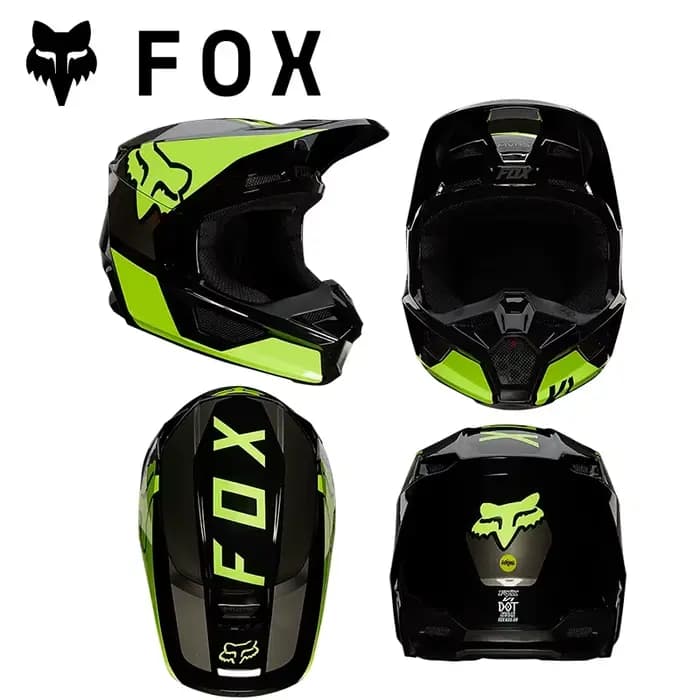 FOX RACING V1 V2 Casque tout-terrain prêt à la course DOT/ECE MIPS double certifié léger pour MX Rally Trail Greenway