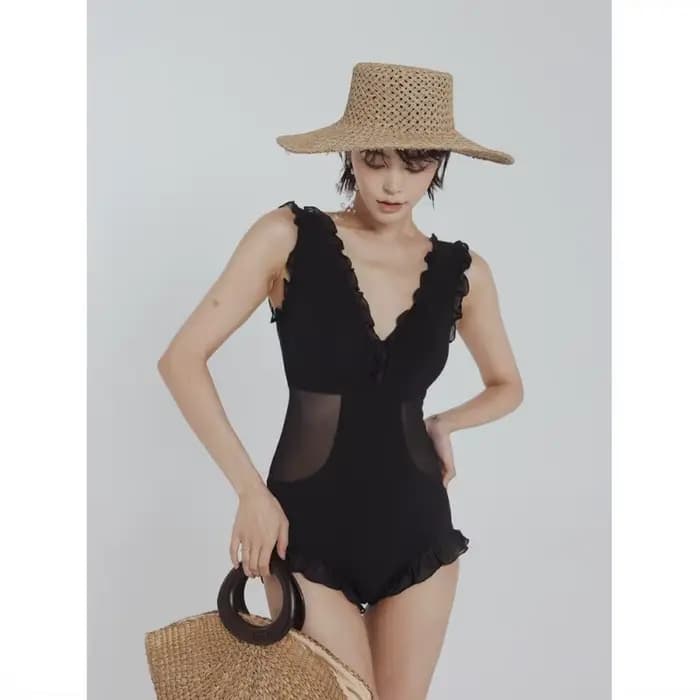 Nouveau maillot de bain de plage femme Sexy plissé maillot de bain pour femme col en v combinaison Bikini Patchwork coupe ajustée été Simple classique costumes