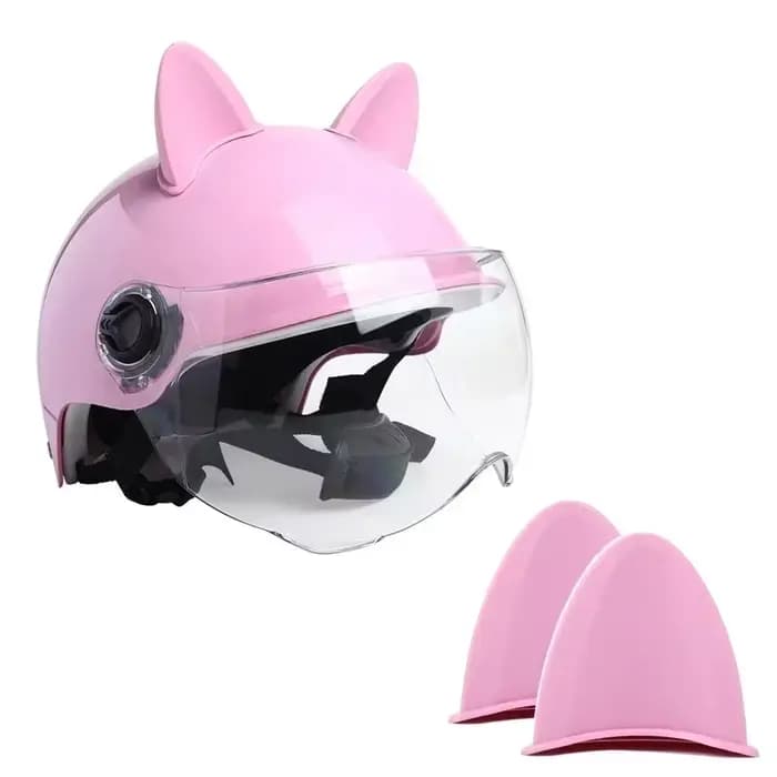 Casque de Moto Électrique avec Oreilles de Chat Mignon