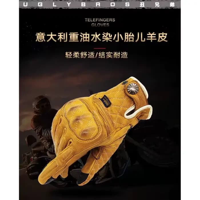 Uglybros luxe en cuir véritable Moto MX gants de rallye accessoires tactiles Vintage
