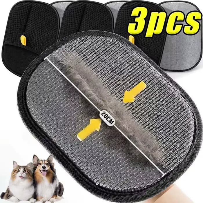 Gant de nettoyage de toilettage pour animaux de compagnie, 3 pièces, gant de lavage Double face pour chien et chat, épilateur autonettoyant, brosse de Massage, accessoires pour chats