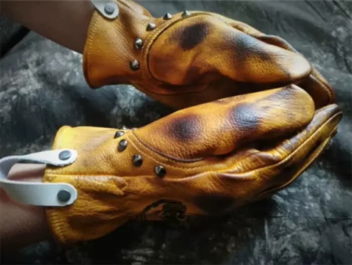 Gants de Moto en cuir véritable faits à la main rétro Motocross Vintage équitation motard