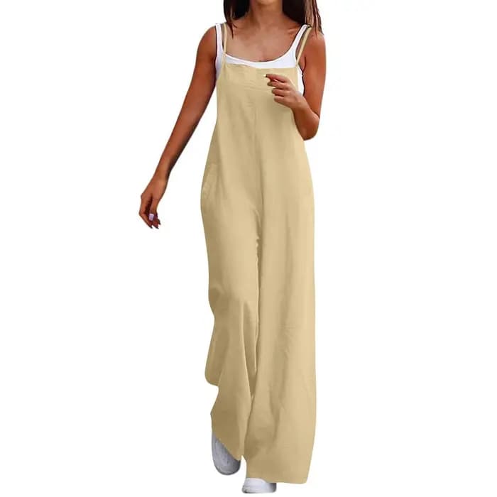 Combinaison ample décontractée en lin pour femmes, respirante et confortable, Simple, bretelles, mode d'été, Streetwear