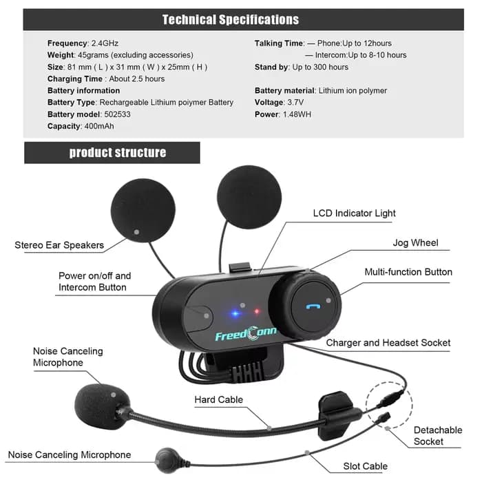 Oreillette Bluetooth pour moto