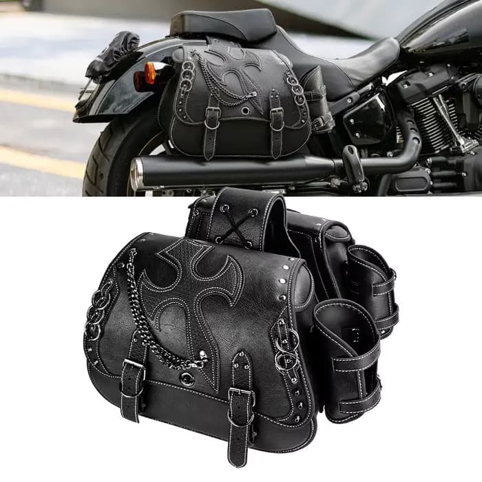 Sacs de selle de moto rétro en cuir PU