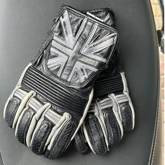 Gants de moto rétro en cuir véritable unisexe