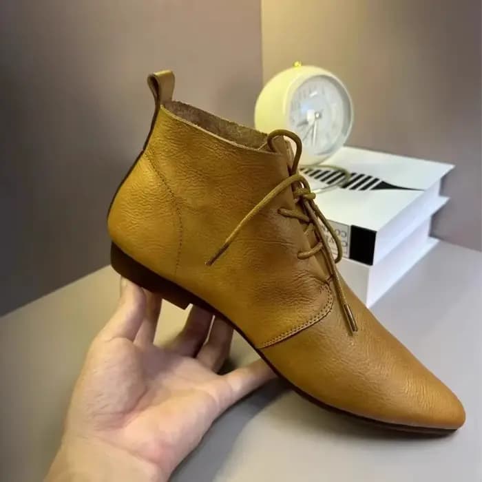 Bottines courtes plates à lacets pour femmes
