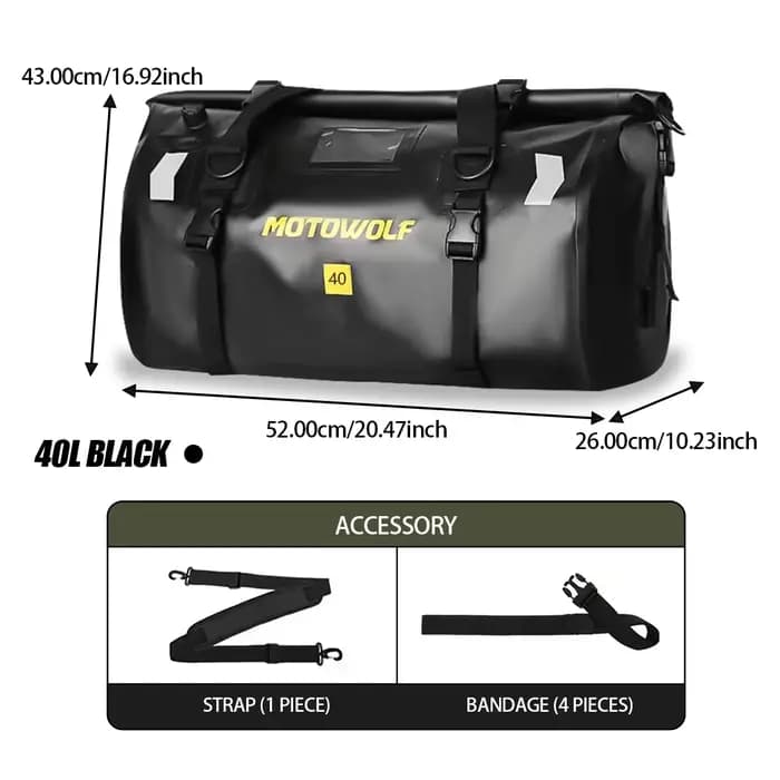 Sac arrière étanche pour moto