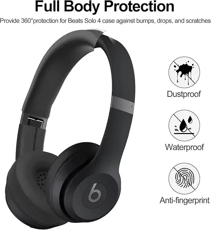 【3 en 1】 Ensemble de housses en silicone Solo 4, housse de coussinet d'oreille anti-rayures/housse de coque/housse de bandeau pour casque Beats Solo 4