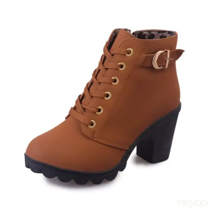 Nouveau printemps hiver à la mode polyvalent femmes bottes à lacets à la mode polyvalent dames chaussures confortables talons hauts bottes