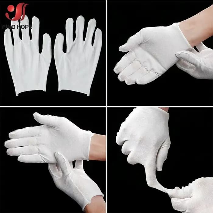 Gants de protection en coton blanc, 6/12 paires, pour le travail, l'inspection des bijoux, gants de sécurité jetables, légers, unisexes, doux