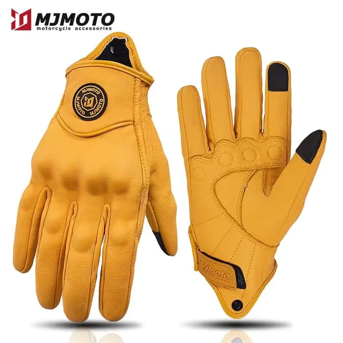 Gants de moto rétro jaunes