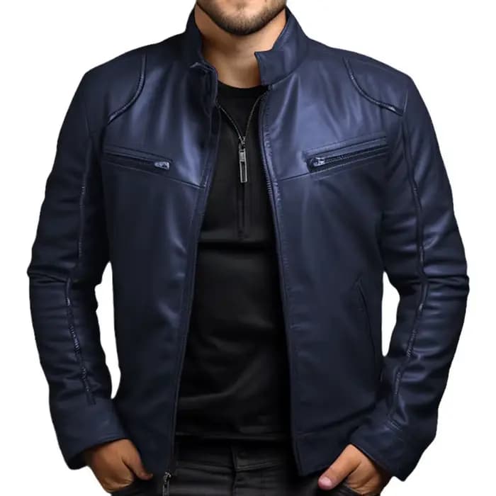 Veste de moto en cuir pour hommes