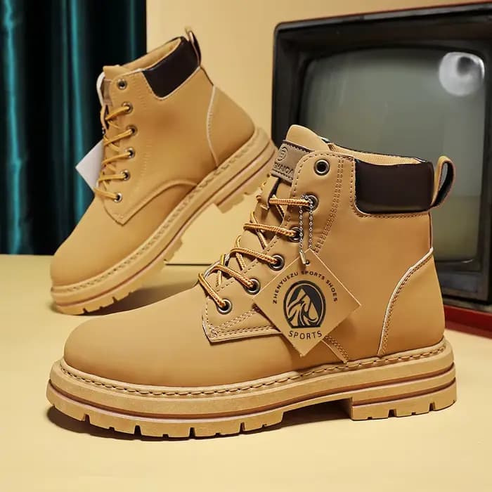 Bottes hautes chaussures en cuir pour hommes mode moto bottines
