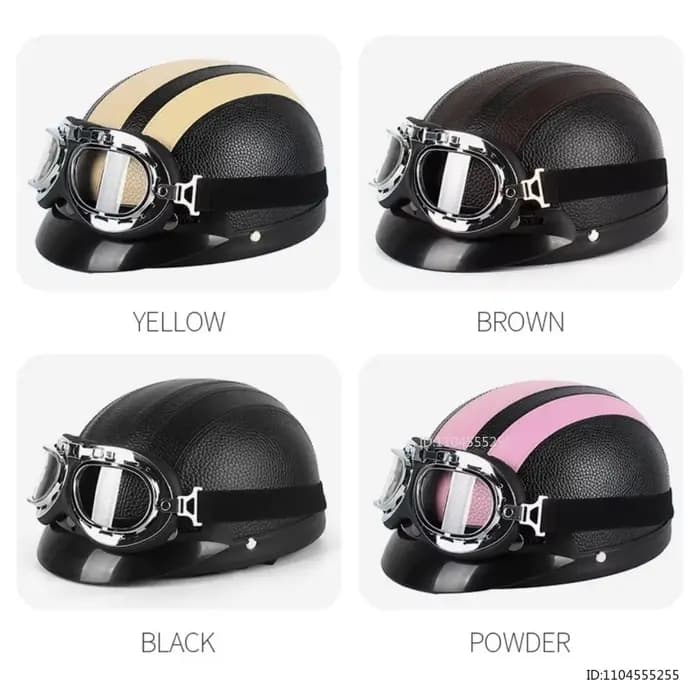 Casque Demi-Coque Vintage en Cuir pour Moto
