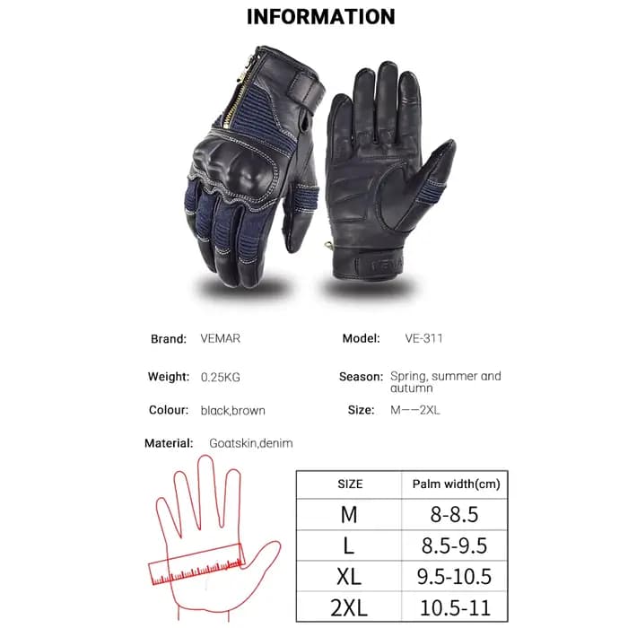 Vemar-Gants de Moto en Peau de Chèvre